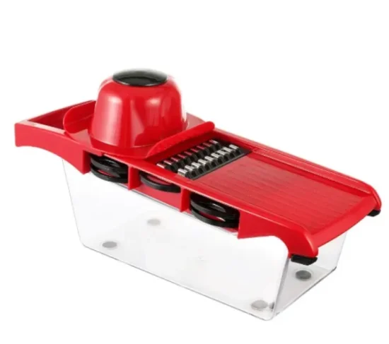 10 In 1 Mandolin Slicer Vegetable Cutter With Stainless Steel Blade Manual Potato Peeler Carrot Cheese Grater Nicer Kitchen Tool – Mandolin Vegetable Cutter – Red Color - Image 3